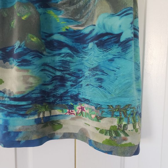 Joie 100% Silk Tropical Tank - Blue Tahitian Pattern - Sz M - Picture 3 of 11